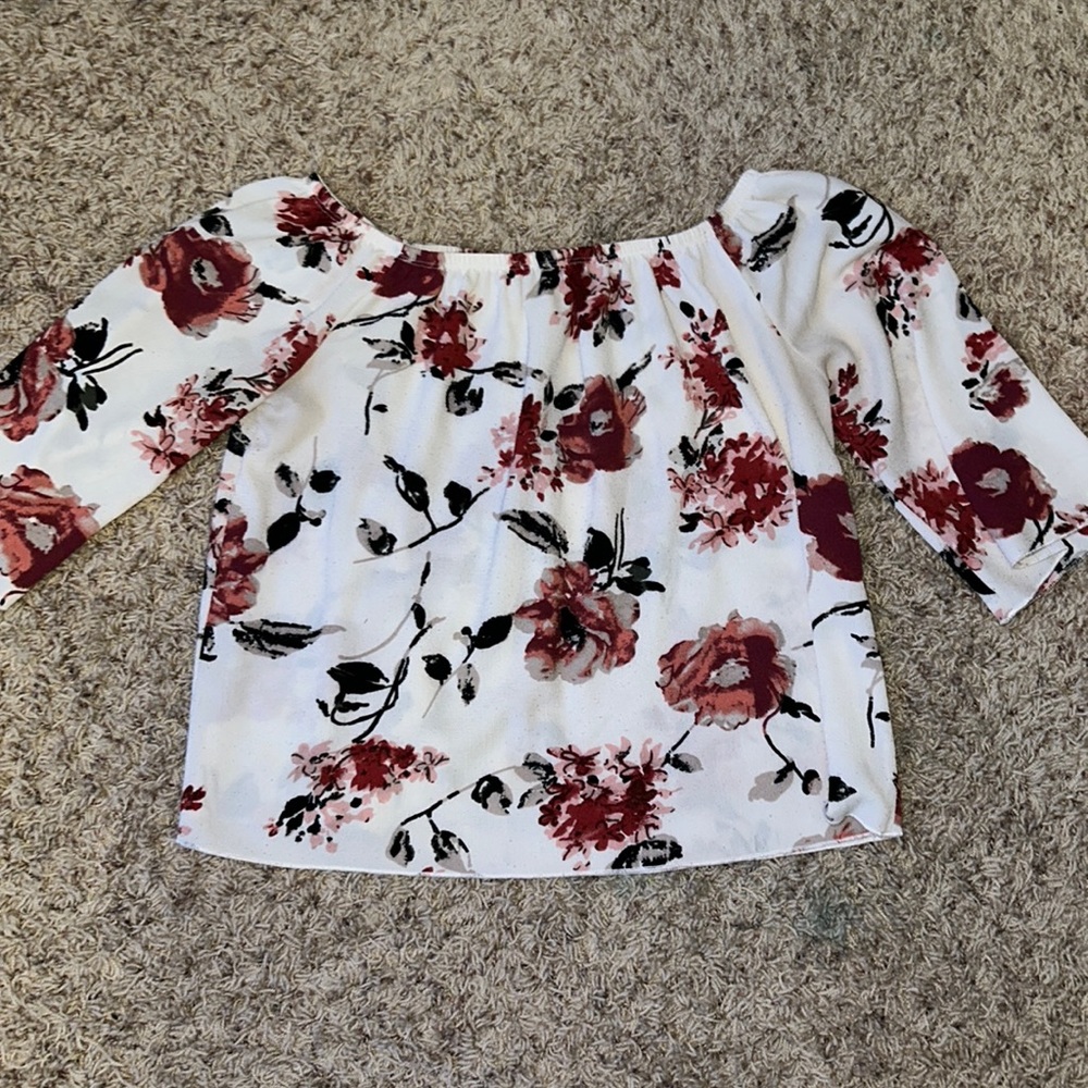 Off shoulder floral top.